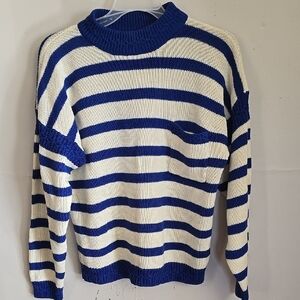 VINTAGE Blue and White Crewneck Striped Sweater